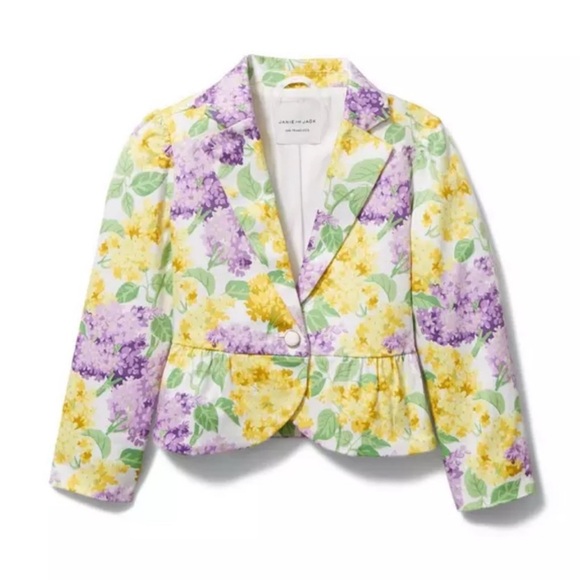 Janie and Jack Yellow and Purple Floral Blazer and Pants Set - Picture 3 of 11